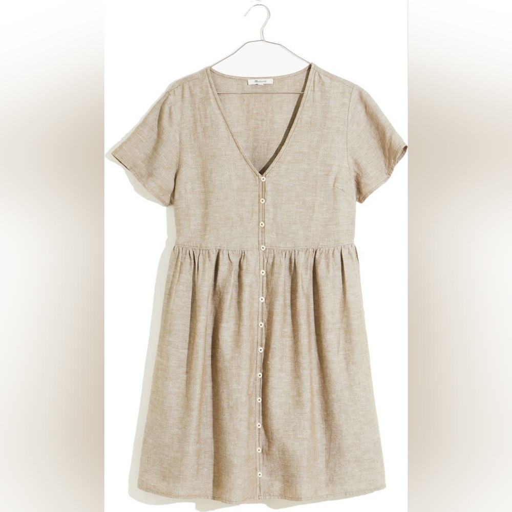 SOLD DO NOT PURCHASE - Madewell Linen-Blend Alexandra Button-Front Mini Dress